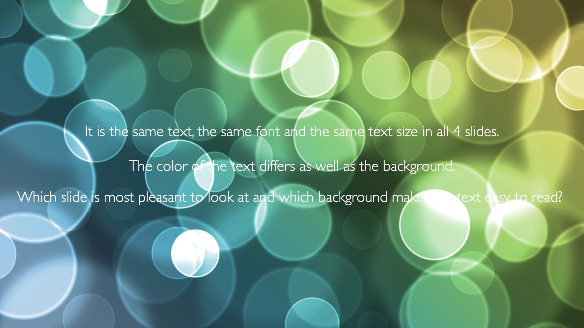 Same text on a bokeh image with many points of light.