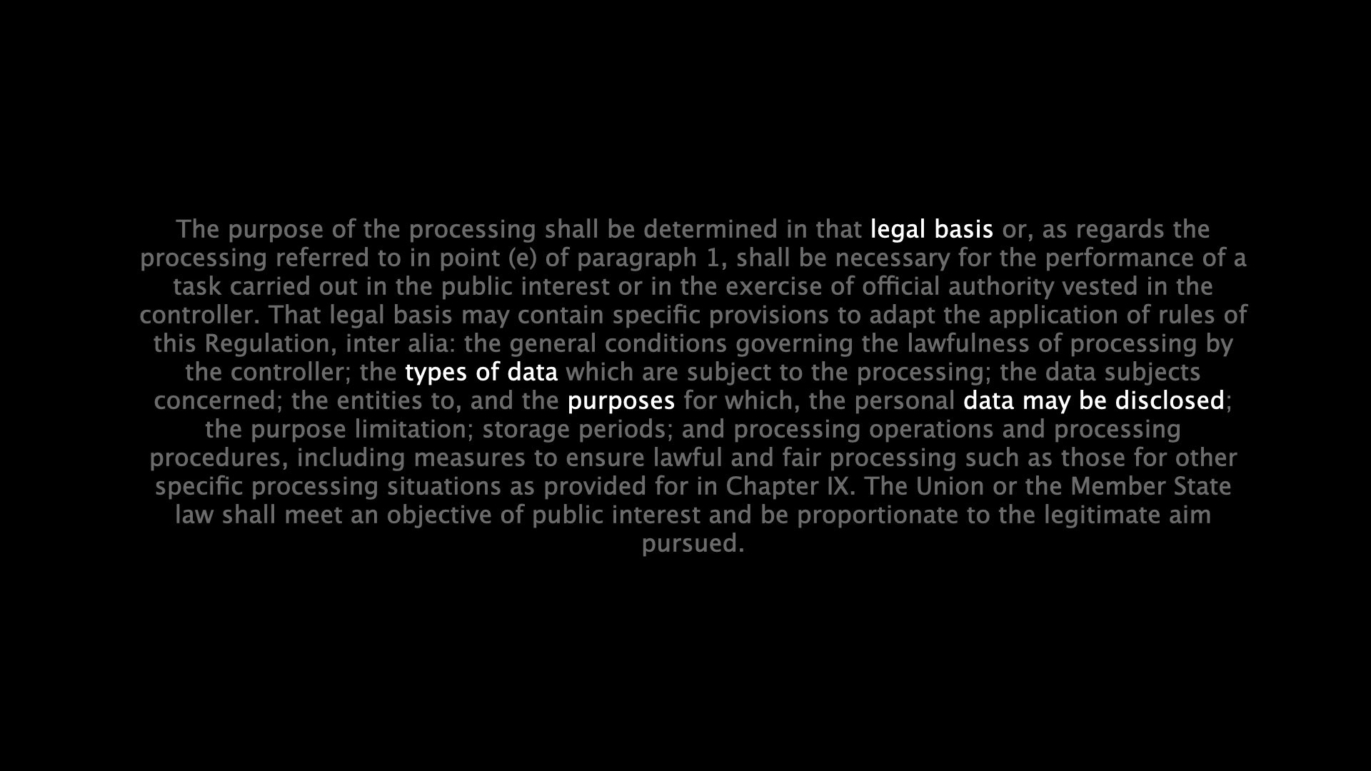 The same curriculum text, but with most of it dimmed and the key words 'equal' and 'to the students' different needs and circumstances' highlighted.