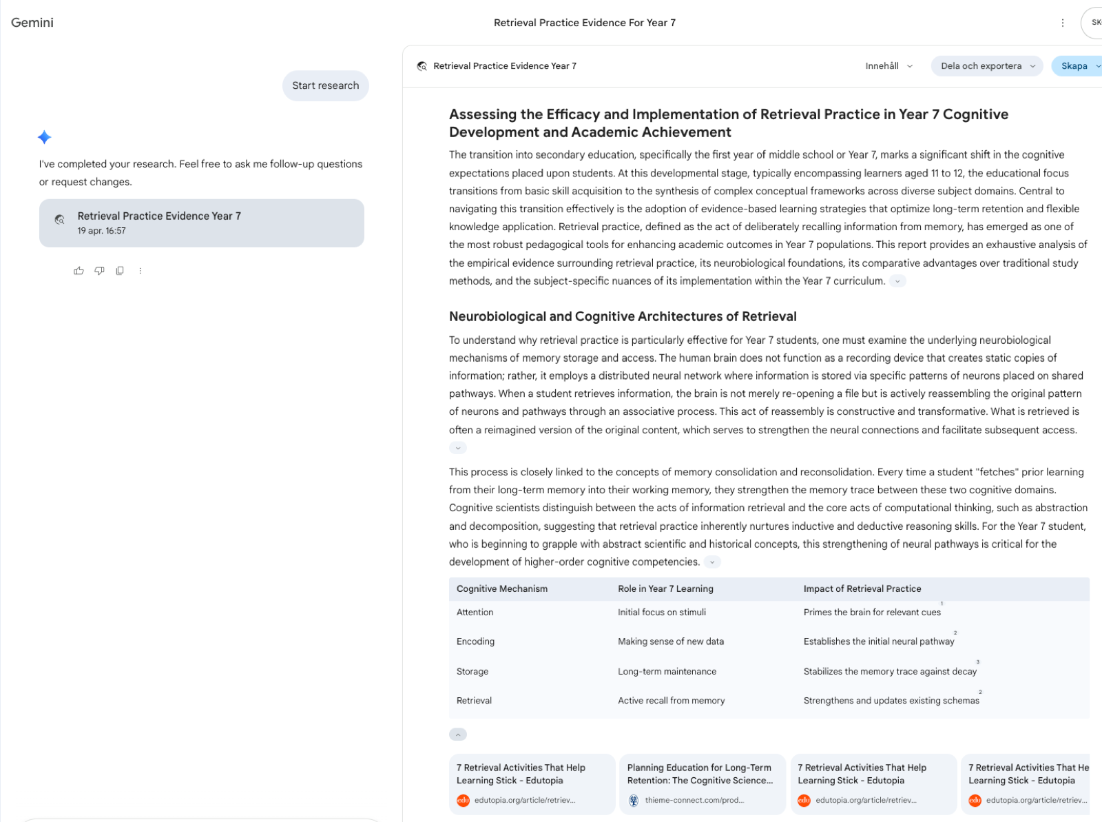 Deep Research-rapport i Gemini