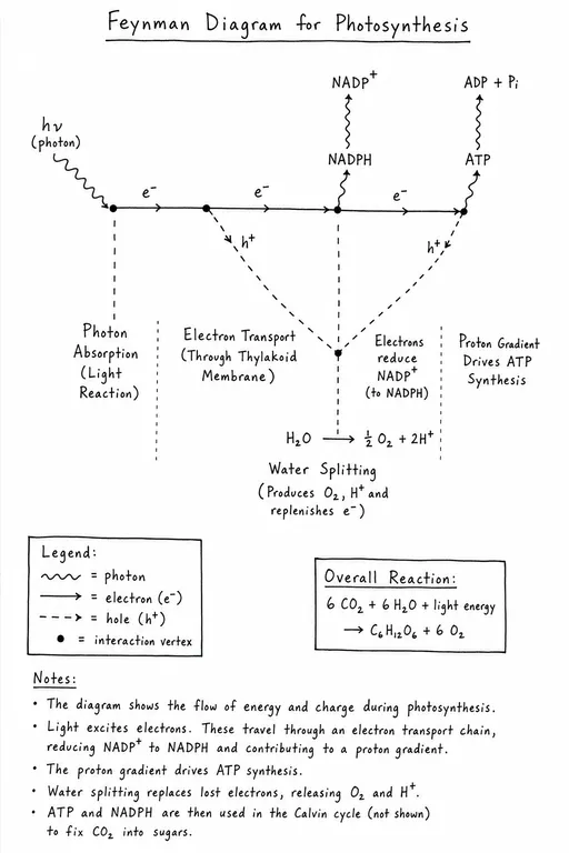 A Feynman diagram from particle physics, drawn for photosynthesis